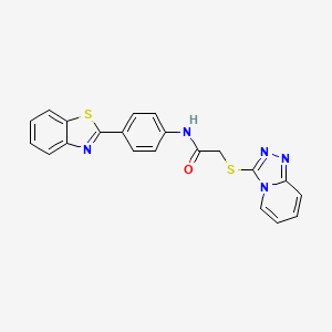 molecular formula C21H15N5OS2 B2696092 N-[4-(1,3-Benzothiazol-2-YL)phenyl]-2-{[1,2,4]triazolo[4,3-A]pyridin-3-ylsulfanyl}acetamide CAS No. 692276-21-4