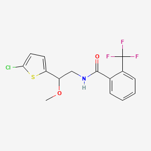 molecular formula C15H13ClF3NO2S B2696100 N-[2-(5-chlorothiophen-2-yl)-2-methoxyethyl]-2-(trifluoromethyl)benzamide CAS No. 2034412-27-4