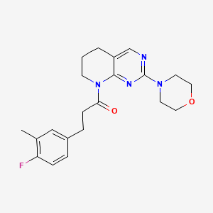 molecular formula C21H25FN4O2 B2696141 3-(4-fluoro-3-methylphenyl)-1-(2-morpholino-6,7-dihydropyrido[2,3-d]pyrimidin-8(5H)-yl)propan-1-one CAS No. 2194845-60-6