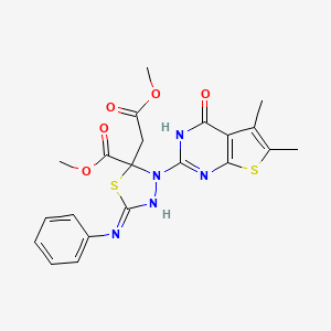 Methyl 3-(5,6-dimethyl-4-oxo-3,4-dihydrothieno[2,3-d]pyrimidin-2-yl)-2-(2-methoxy-2-oxoethyl)-5-(phenylamino)-2,3-dihydro-1,3,4-thiadiazole-2-carboxylate