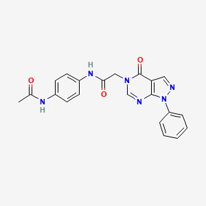 molecular formula C21H18N6O3 B2696161 N-(4-acetamidophenyl)-2-{4-oxo-1-phenyl-1H,4H,5H-pyrazolo[3,4-d]pyrimidin-5-yl}acetamide CAS No. 841211-69-6