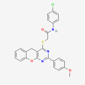molecular formula C26H20ClN3O3S B2696173 N-(4-Chlorophenyl)-2-{[2-(4-methoxyphenyl)-5H-chromeno[2,3-D]pyrimidin-4-YL]sulfanyl}acetamide CAS No. 872196-72-0