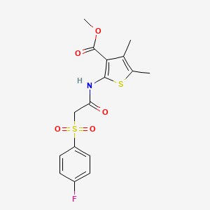 molecular formula C16H16FNO5S2 B2696178 Methyl 2-(2-((4-fluorophenyl)sulfonyl)acetamido)-4,5-dimethylthiophene-3-carboxylate CAS No. 896616-64-1