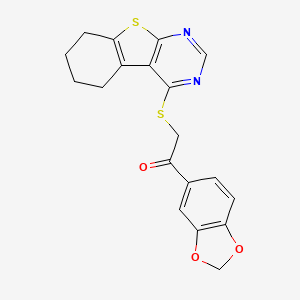 1-(1,3-Benzodioxol-5-yl)-2-(5,6,7,8-tetrahydro-[1]benzothiolo[2,3-d]pyrimidin-4-ylsulfanyl)ethanone