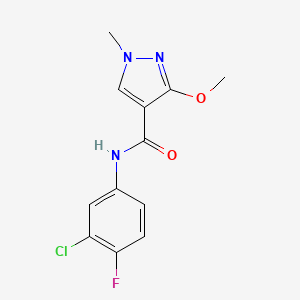 molecular formula C12H11ClFN3O2 B2696200 N-(3-chloro-4-fluorophenyl)-3-methoxy-1-methyl-1H-pyrazole-4-carboxamide CAS No. 1014028-60-4