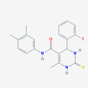 molecular formula C20H20FN3OS B2696217 N-(3,4-dimethylphenyl)-4-(2-fluorophenyl)-6-methyl-2-sulfanylidene-1,2,3,4-tetrahydropyrimidine-5-carboxamide CAS No. 406690-34-4