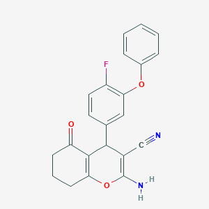 2-amino-4-(4-fluoro-3-phenoxyphenyl)-5-oxo-5,6,7,8-tetrahydro-4H-chromene-3-carbonitrile