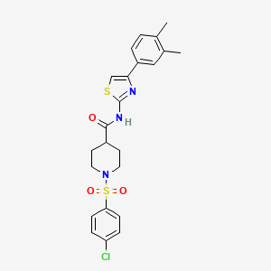 1-((4-chlorophenyl)sulfonyl)-N-(4-(3,4-dimethylphenyl)thiazol-2-yl)piperidine-4-carboxamide
