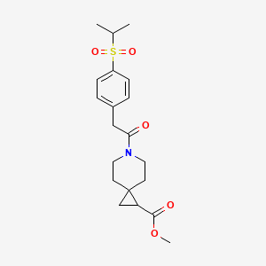 molecular formula C20H27NO5S B2696255 Methyl 6-(2-(4-(isopropylsulfonyl)phenyl)acetyl)-6-azaspiro[2.5]octane-1-carboxylate CAS No. 2034292-08-3