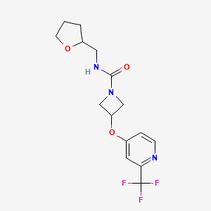 molecular formula C15H18F3N3O3 B2696283 N-[(oxolan-2-yl)methyl]-3-{[2-(trifluoromethyl)pyridin-4-yl]oxy}azetidine-1-carboxamide CAS No. 2380094-60-8