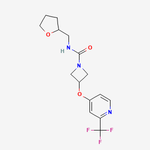 molecular formula C15H18F3N3O3 B2696283 N-(Oxolan-2-ylmethyl)-3-[2-(trifluoromethyl)pyridin-4-yl]oxyazetidine-1-carboxamide CAS No. 2380094-60-8