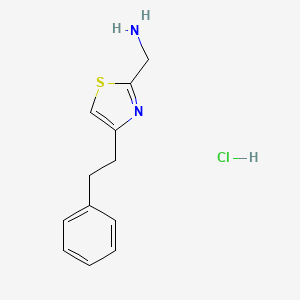 molecular formula C12H15ClN2S B2696286 [4-(2-Phenylethyl)-1,3-thiazol-2-yl]methanamine hydrochloride CAS No. 1417635-40-5