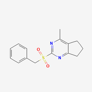 molecular formula C15H16N2O2S B2696289 2-(Benzylsulfonyl)-4-methyl-6,7-dihydro-5H-cyclopenta(d)pyrimidine CAS No. 477852-31-6