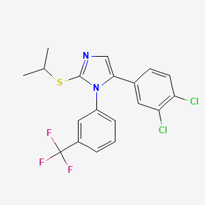molecular formula C19H15Cl2F3N2S B2696290 5-(3,4-dichlorophenyl)-2-(isopropylthio)-1-(3-(trifluoromethyl)phenyl)-1H-imidazole CAS No. 1226428-00-7