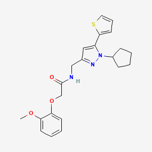 N-((1-cyclopentyl-5-(thiophen-2-yl)-1H-pyrazol-3-yl)methyl)-2-(2-methoxyphenoxy)acetamide