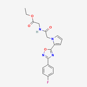 molecular formula C18H17FN4O4 B2696295 ethyl N-({2-[3-(4-fluorophenyl)-1,2,4-oxadiazol-5-yl]-1H-pyrrol-1-yl}acetyl)glycinate CAS No. 1260936-99-9