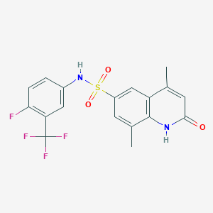 molecular formula C18H14F4N2O3S B269630 N-[4-fluoro-3-(trifluoromethyl)phenyl]-4,8-dimethyl-2-oxo-1,2-dihydroquinoline-6-sulfonamide 