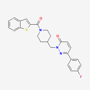 molecular formula C25H22FN3O2S B2696322 2-{[1-(1-Benzothiophene-2-carbonyl)piperidin-4-yl]methyl}-6-(4-fluorophenyl)-2,3-dihydropyridazin-3-one CAS No. 2097933-04-3