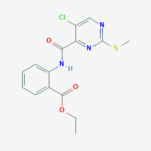 molecular formula C15H14ClN3O3S B2696347 Ethyl 2-(5-chloro-2-(methylthio)pyrimidine-4-carboxamido)benzoate CAS No. 898648-59-4