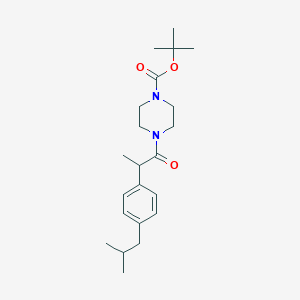 molecular formula C22H34N2O3 B2696349 Tert-butyl 4-[2-[4-(2-methylpropyl)phenyl]propanoyl]piperazine-1-carboxylate CAS No. 1354514-98-9