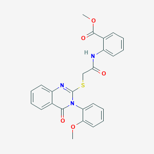 molecular formula C25H21N3O5S B269635 METHYL 2-(2-{[3-(2-METHOXYPHENYL)-4-OXO-3,4-DIHYDROQUINAZOLIN-2-YL]SULFANYL}ACETAMIDO)BENZOATE 
