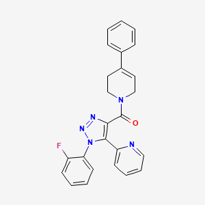 molecular formula C25H20FN5O B2696351 2-{1-(2-fluorophenyl)-4-[(4-phenyl-3,6-dihydropyridin-1(2H)-yl)carbonyl]-1H-1,2,3-triazol-5-yl}pyridine CAS No. 1396816-10-6