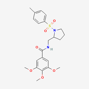 molecular formula C22H28N2O6S B2696352 3,4,5-trimethoxy-N-((1-tosylpyrrolidin-2-yl)methyl)benzamide CAS No. 887862-09-1