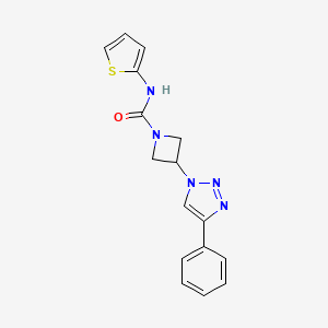 molecular formula C16H15N5OS B2696356 3-(4-phenyl-1H-1,2,3-triazol-1-yl)-N-(thiophen-2-yl)azetidine-1-carboxamide CAS No. 1903638-89-0