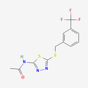 molecular formula C12H10F3N3OS2 B2696357 N-[5-[[3-(三氟甲基)苯基]甲基硫代-1,3,4-噻二唑-2-基]乙酰胺 CAS No. 392301-70-1