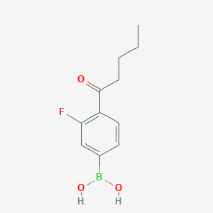 molecular formula C11H14BFO3 B2696361 3-Fluoro-4-pentanoylphenylboronic acid CAS No. 2096333-01-4