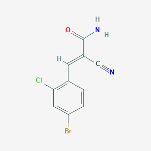 B2696365 (E)-3-(4-Bromo-2-chlorophenyl)-2-cyanoprop-2-enamide CAS No. 2225105-48-4