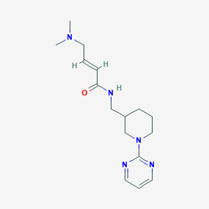 molecular formula C16H25N5O B2696366 (E)-4-(Dimethylamino)-N-[(1-pyrimidin-2-ylpiperidin-3-yl)methyl]but-2-enamide CAS No. 2411327-75-6