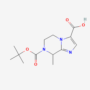 molecular formula C13H19N3O4 B2696379 7-(Tert-Butoxycarbonyl)-8-Methyl-5,6,7,8-Tetrahydroimidazo[1,2-A]Pyrazine-3-Carboxylic Acid CAS No. 2090752-94-4