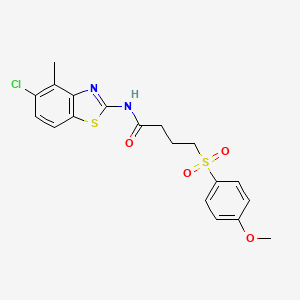 molecular formula C19H19ClN2O4S2 B2696382 N-(5-chloro-4-methyl-1,3-benzothiazol-2-yl)-4-(4-methoxybenzenesulfonyl)butanamide CAS No. 941987-35-5