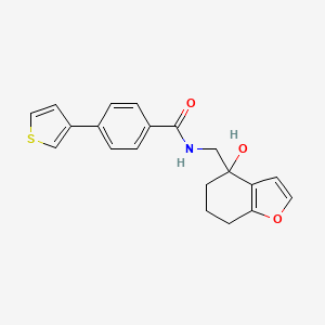 molecular formula C20H19NO3S B2696392 N-((4-hydroxy-4,5,6,7-tetrahydrobenzofuran-4-yl)methyl)-4-(thiophen-3-yl)benzamide CAS No. 2320537-43-5