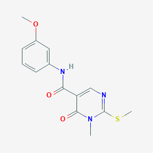 molecular formula C14H15N3O3S B2696401 N-(3-methoxyphenyl)-1-methyl-2-(methylsulfanyl)-6-oxo-1,6-dihydropyrimidine-5-carboxamide CAS No. 891108-74-0