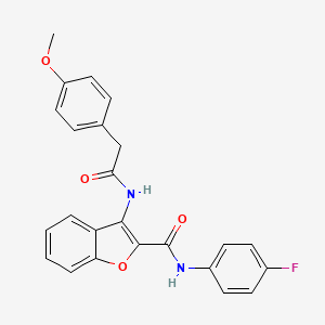 molecular formula C24H19FN2O4 B2696404 N-(4-fluorophenyl)-3-(2-(4-methoxyphenyl)acetamido)benzofuran-2-carboxamide CAS No. 847409-45-4