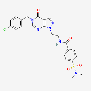 molecular formula C23H23ClN6O4S B2696414 N-(2-(5-(4-chlorobenzyl)-4-oxo-4,5-dihydro-1H-pyrazolo[3,4-d]pyrimidin-1-yl)ethyl)-4-(N,N-dimethylsulfamoyl)benzamide CAS No. 922109-61-3