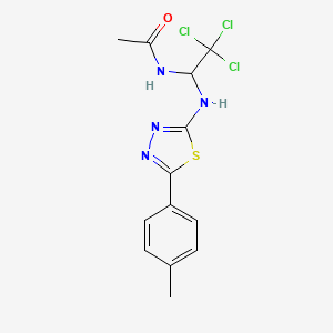 molecular formula C13H13Cl3N4OS B2696415 N-(2,2,2-trichloro-1-((5-(p-tolyl)-1,3,4-thiadiazol-2-yl)amino)ethyl)acetamide CAS No. 868214-44-2
