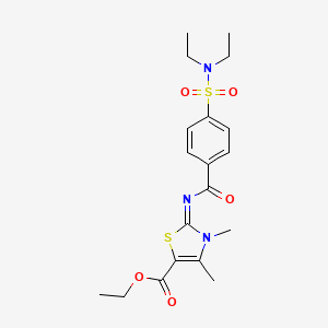 molecular formula C19H25N3O5S2 B2696419 ethyl (2Z)-2-{[4-(diethylsulfamoyl)benzoyl]imino}-3,4-dimethyl-2,3-dihydro-1,3-thiazole-5-carboxylate CAS No. 393838-83-0