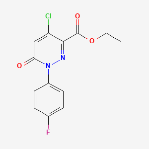 molecular formula C13H10ClFN2O3 B2696428 Ethyl 4-chloro-1-(4-fluorophenyl)-6-oxo-1,6-dihydro-3-pyridazinecarboxylate CAS No. 339031-90-2