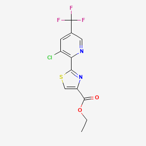 molecular formula C12H8ClF3N2O2S B2696429 Ethyl 2-[3-chloro-5-(trifluoromethyl)pyridin-2-yl]-1,3-thiazole-4-carboxylate CAS No. 257295-33-3