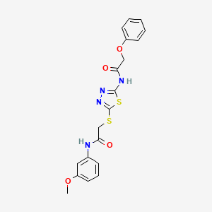 molecular formula C19H18N4O4S2 B2696435 N-(3-methoxyphenyl)-2-((5-(2-phenoxyacetamido)-1,3,4-thiadiazol-2-yl)thio)acetamide CAS No. 893138-97-1