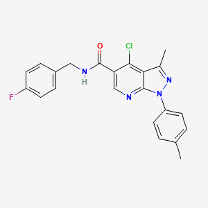 molecular formula C22H18ClFN4O B2696451 4-chloro-N-[(4-fluorophenyl)methyl]-3-methyl-1-(4-methylphenyl)-1H-pyrazolo[3,4-b]pyridine-5-carboxamide CAS No. 1021060-79-6