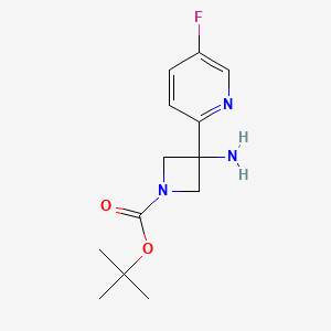 molecular formula C13H18FN3O2 B2696476 Tert-butyl 3-amino-3-(5-fluoropyridin-2-yl)azetidine-1-carboxylate CAS No. 2375258-89-0