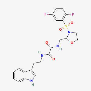 molecular formula C22H22F2N4O5S B2696481 N-{[3-(2,5-difluorobenzenesulfonyl)-1,3-oxazolidin-2-yl]methyl}-N'-[2-(1H-indol-3-yl)ethyl]ethanediamide CAS No. 868983-70-4
