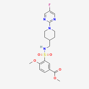 molecular formula C19H23FN4O5S B2696483 methyl 3-(N-((1-(5-fluoropyrimidin-2-yl)piperidin-4-yl)methyl)sulfamoyl)-4-methoxybenzoate CAS No. 2034471-28-6