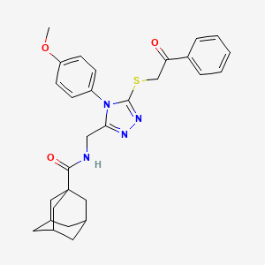 molecular formula C29H32N4O3S B2696496 N-{[4-(4-methoxyphenyl)-5-[(2-oxo-2-phenylethyl)sulfanyl]-4H-1,2,4-triazol-3-yl]methyl}adamantane-1-carboxamide CAS No. 476452-55-8