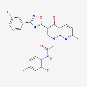molecular formula C26H19F2N5O3 B2696503 N-(2-fluoro-4-methylphenyl)-2-{3-[3-(3-fluorophenyl)-1,2,4-oxadiazol-5-yl]-7-methyl-4-oxo-1,4-dihydro-1,8-naphthyridin-1-yl}acetamide CAS No. 1029727-98-7