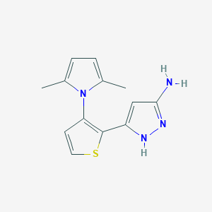 molecular formula C13H14N4S B2696528 3-[3-(2,5-dimethyl-1H-pyrrol-1-yl)-2-thienyl]-1H-pyrazol-5-amine CAS No. 1030622-14-0